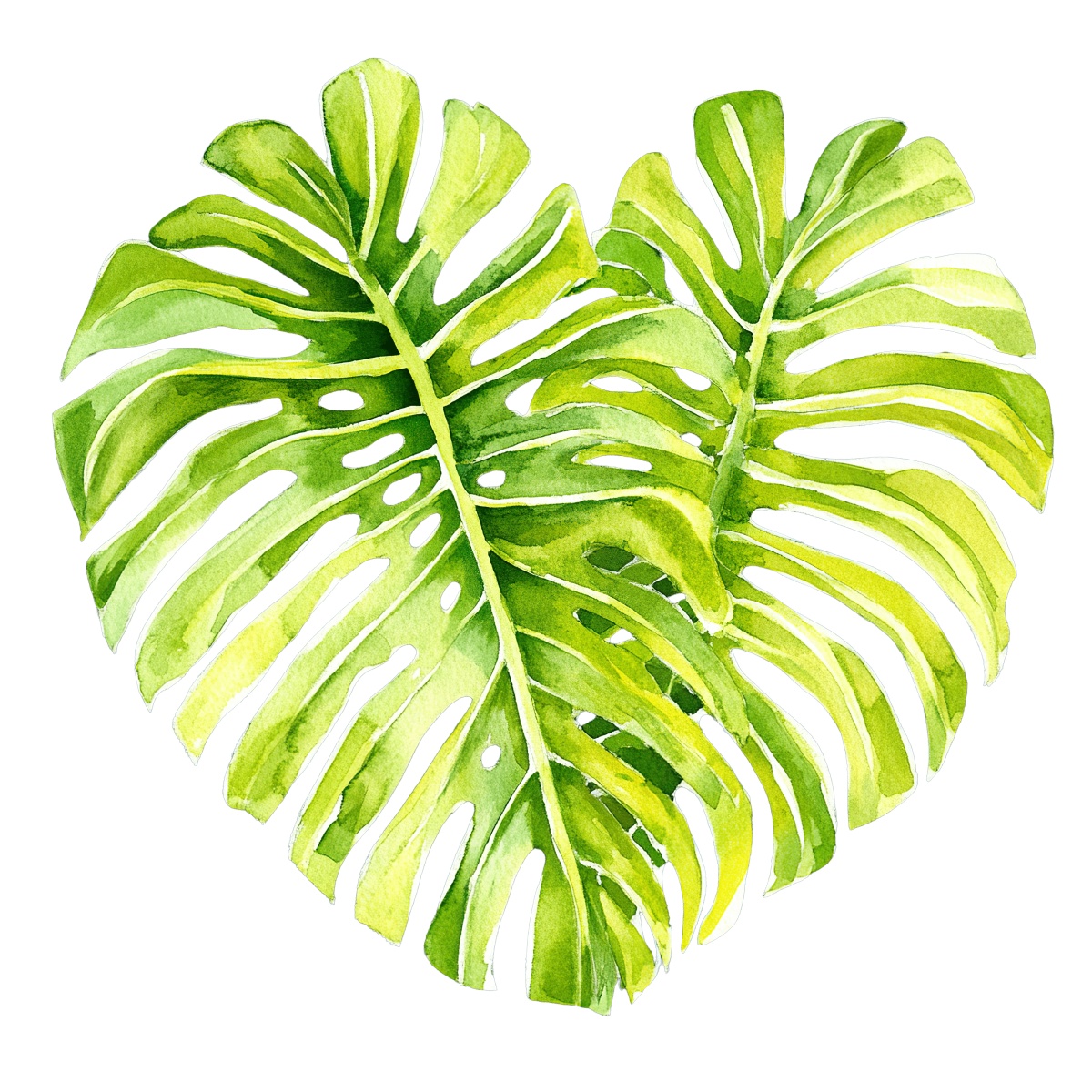 Heart-shaped monstera leaves in vibrant green tones.