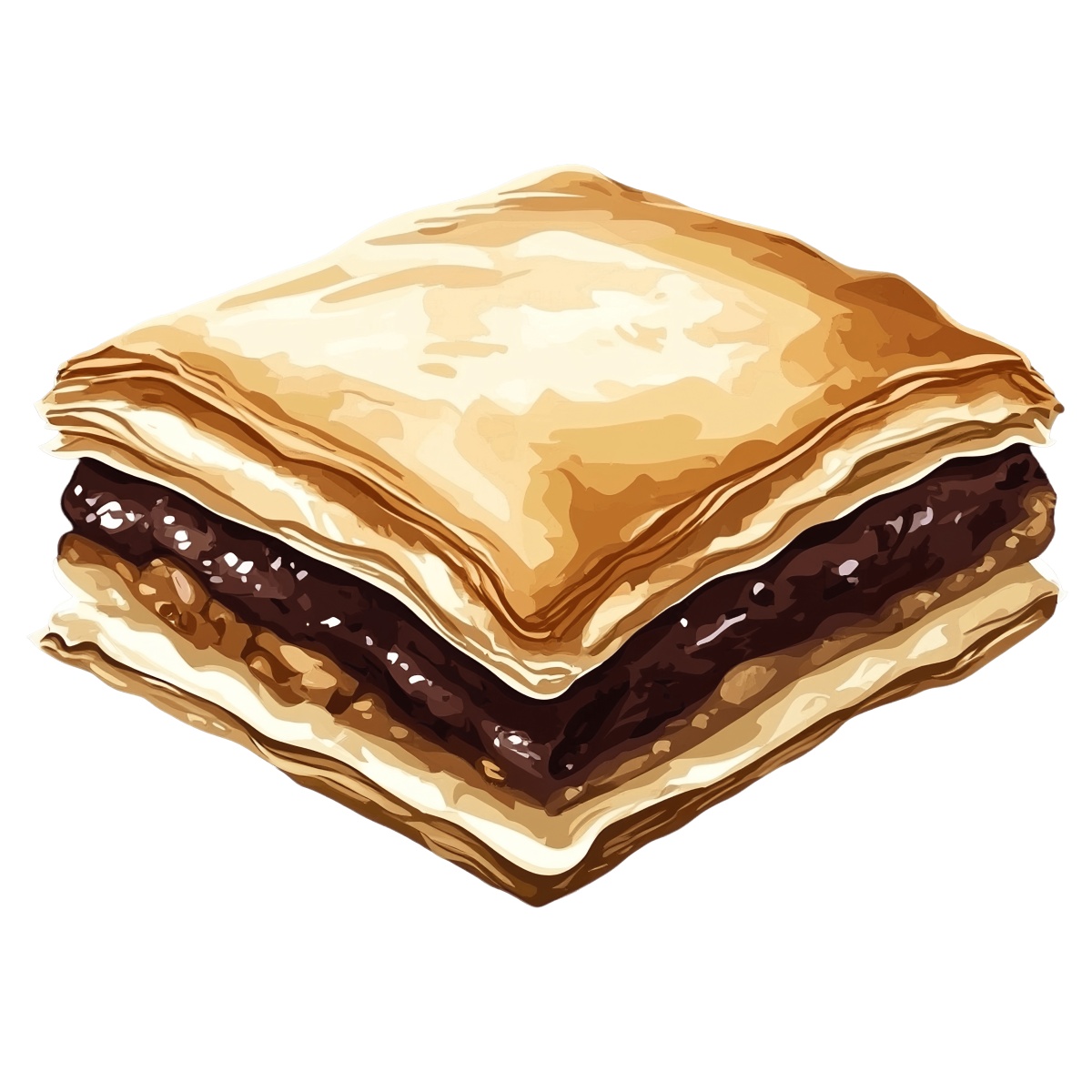 Baklava pastry with flaky layers and a rich nut filling.