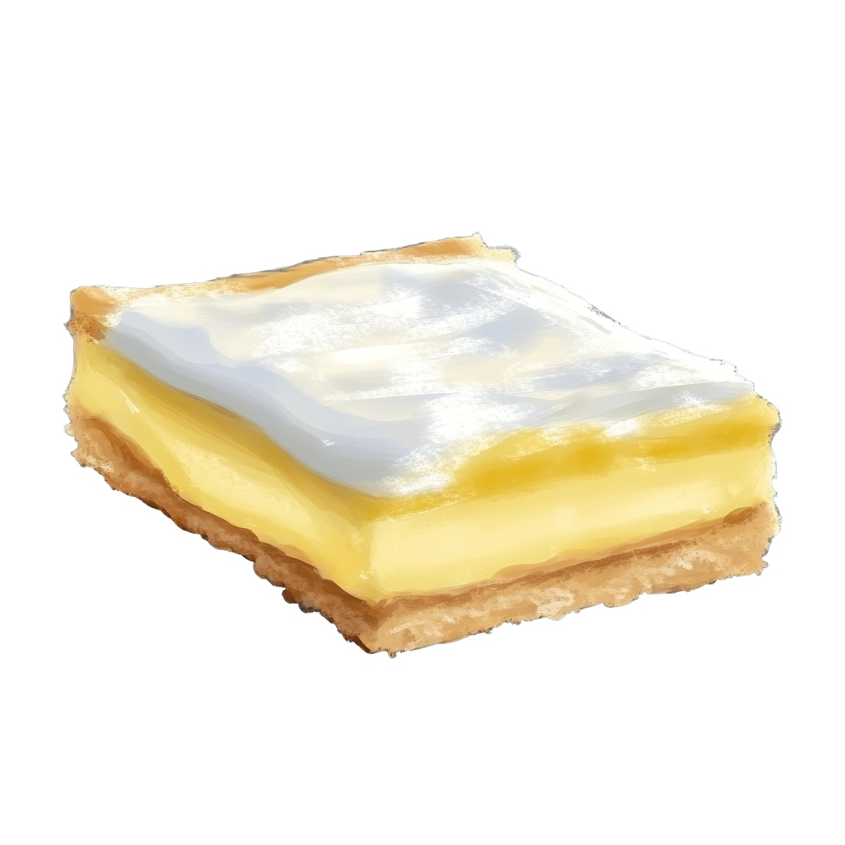 Lemon bar dessert with a layer of icing on top.