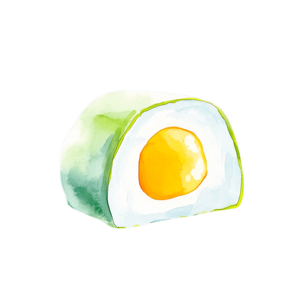 Matcha roll cake clipart with a vibrant creamy center.