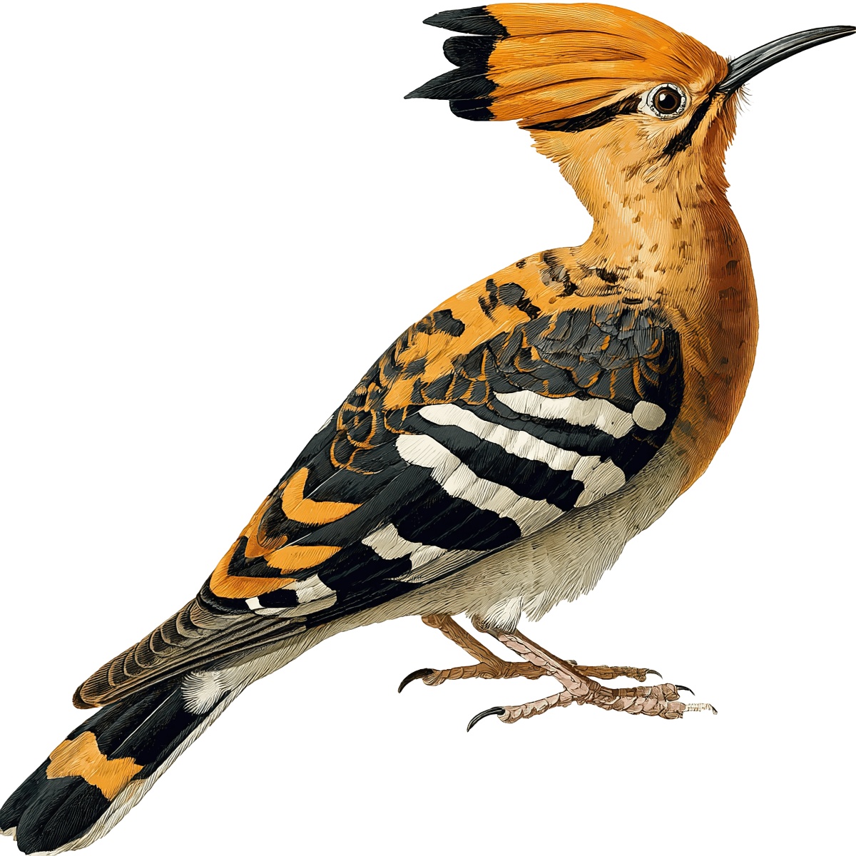 Crested bird with striped wings