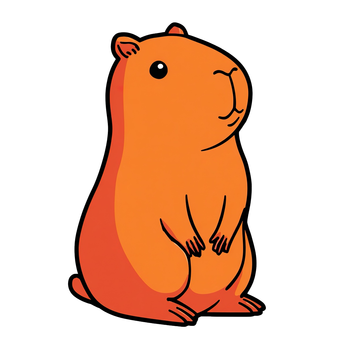 A cartoon illustration of an orange guinea pig with a black outline.