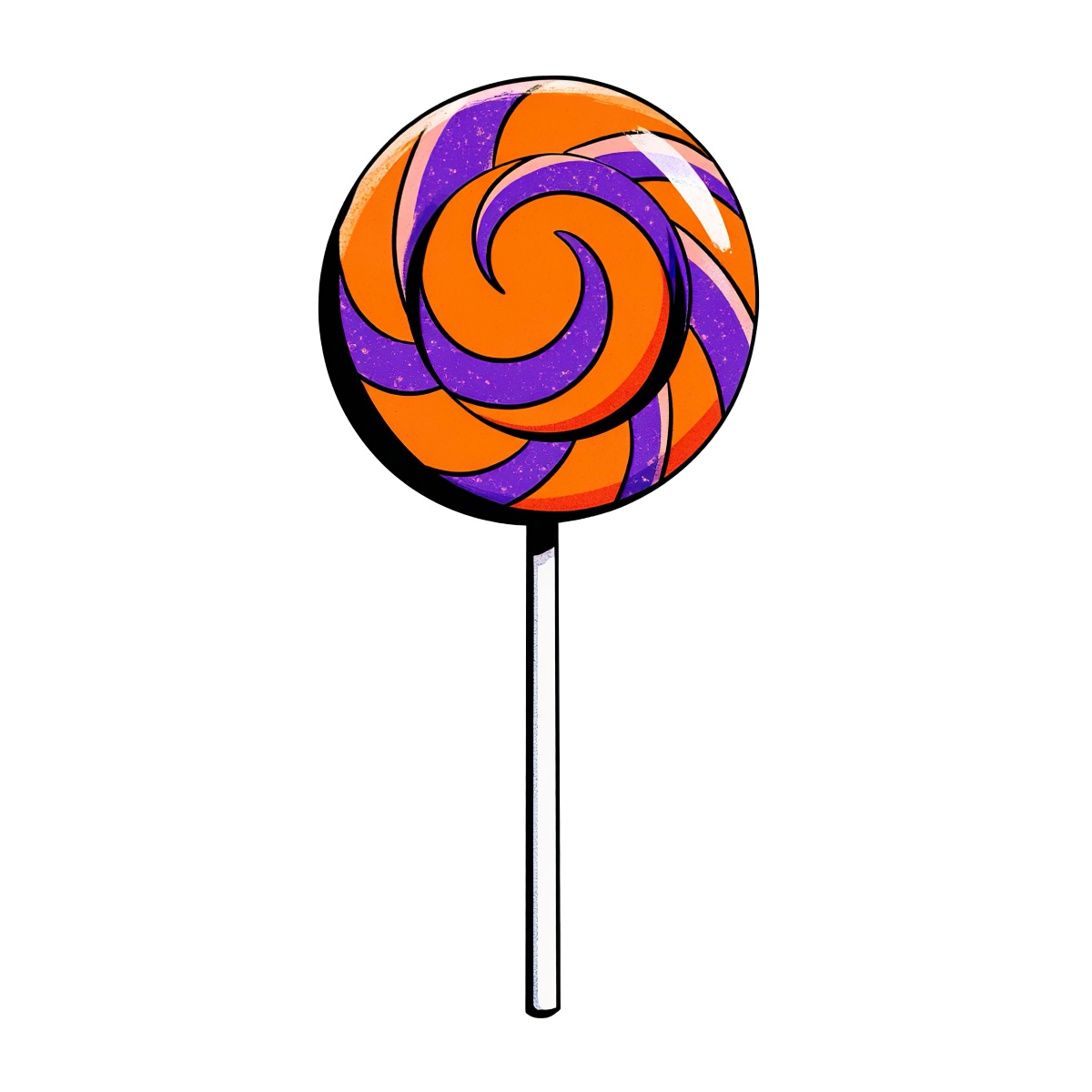 Orange and purple swirl lollipop
