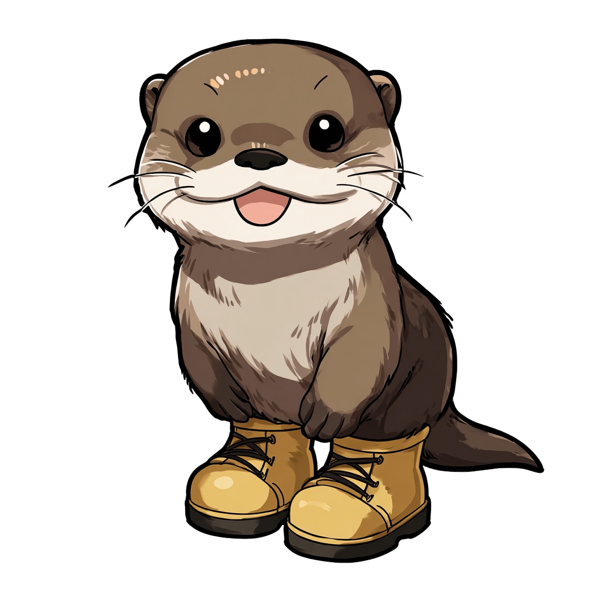 Otter with brown fur and yellow boots in vector clipart style.
