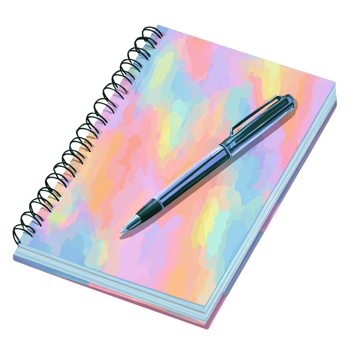 Pastel spiral notebook with silver pen