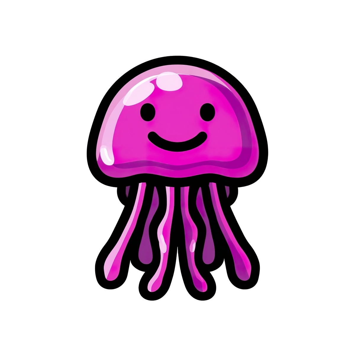 Pink jellyfish with tentacles in a cartoon clipart style.
