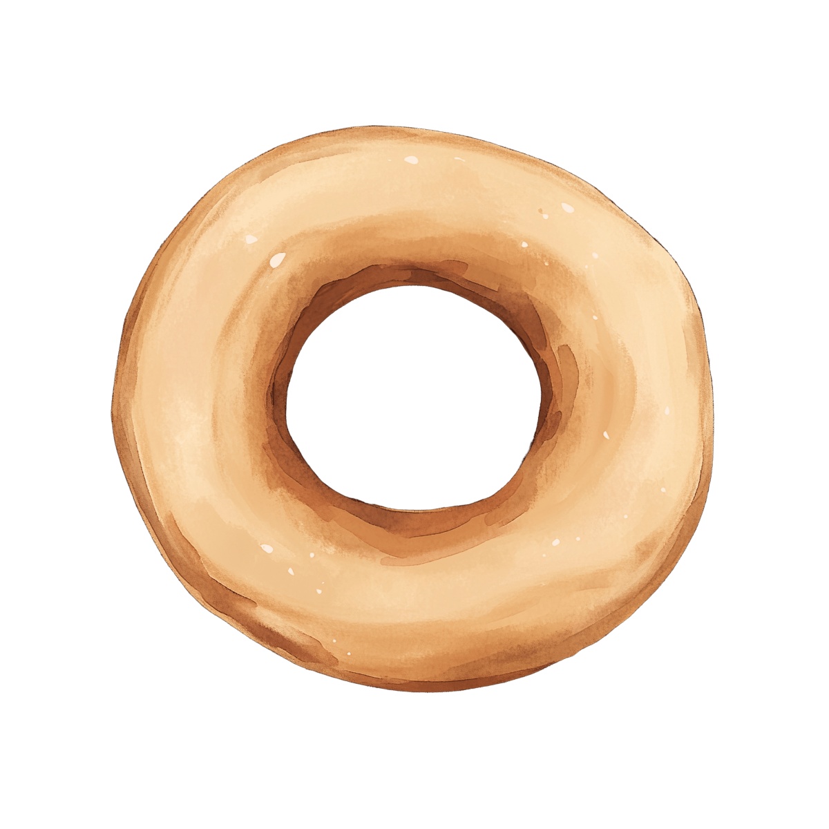 Plain bagel clipart featuring a realistic texture and circular form.
