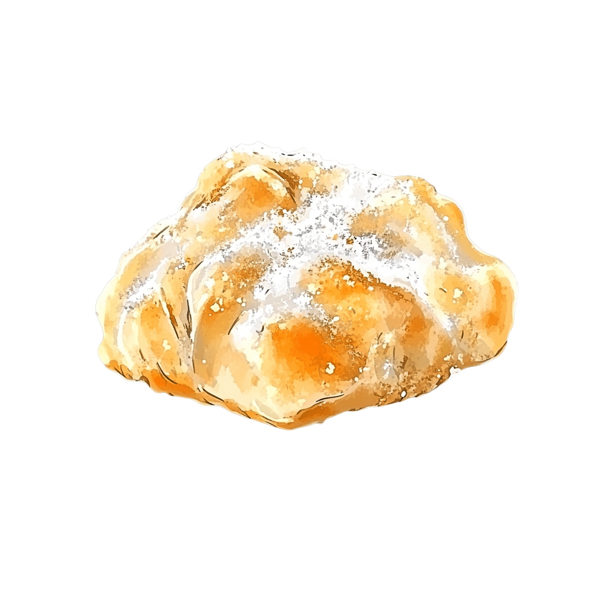 Pastry with golden brown texture and powdered sugar on top.