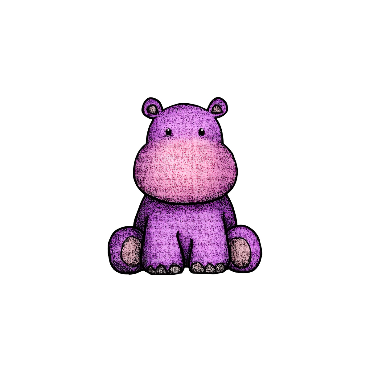 Purple hippo depicted with a dot texture on a plain background.
