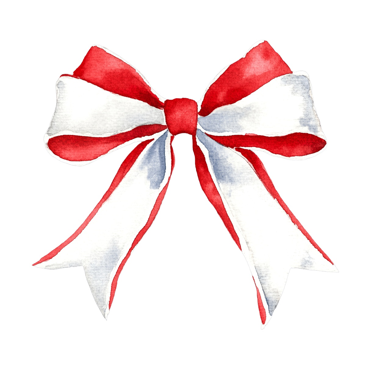 Red and white bow with watercolor style on a black background.