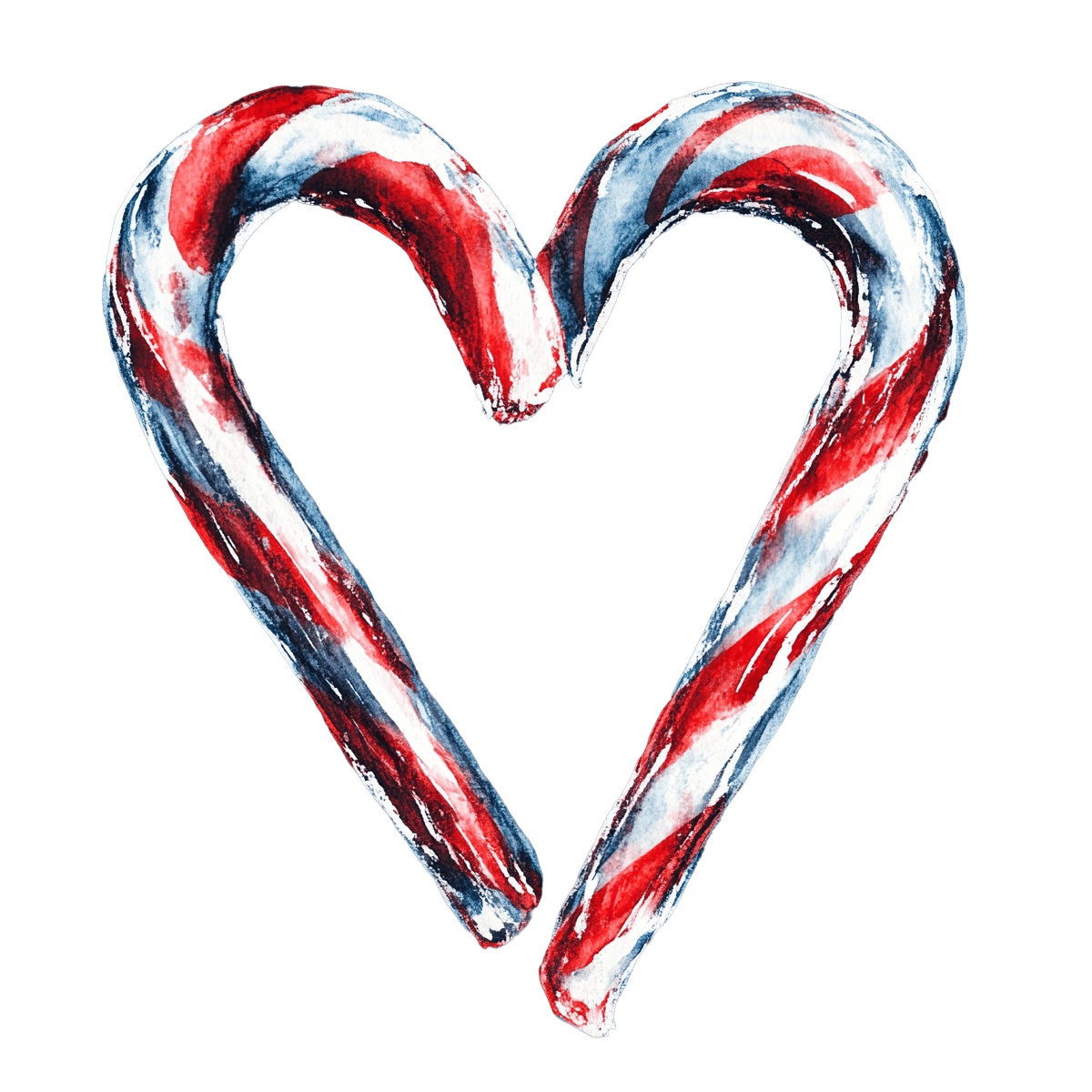 Red and white candy canes arranged in a heart shape on a black background.