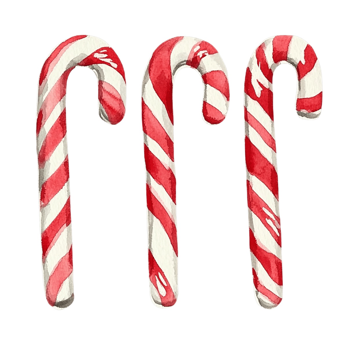 Red and white striped candy canes aligned vertically on a black background.