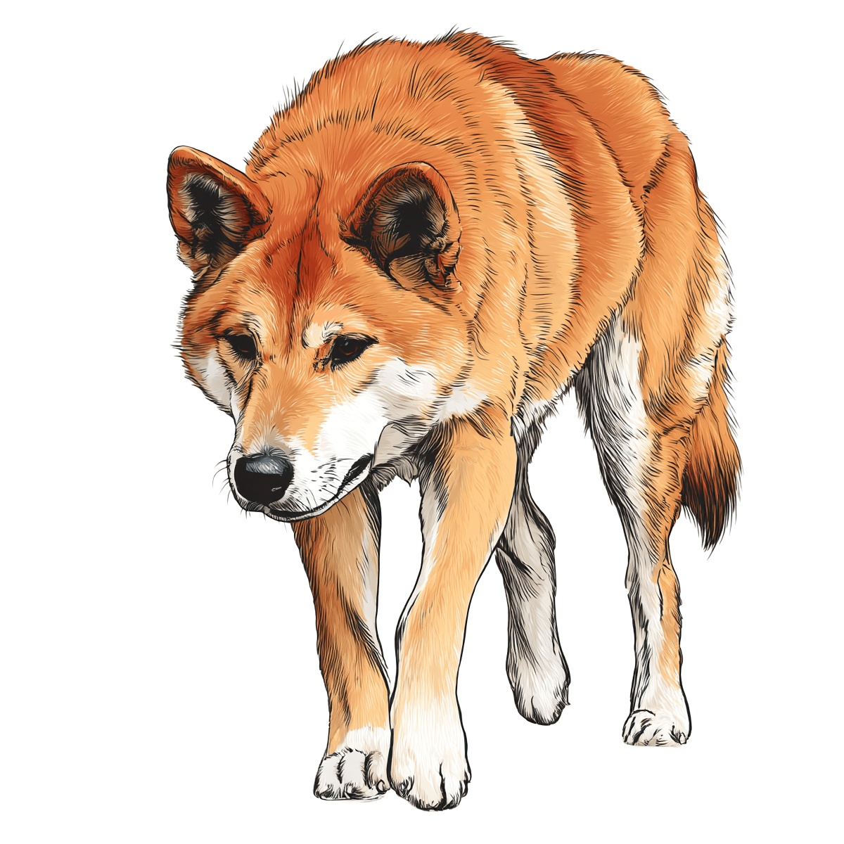 Reddish-brown and white canine illustration