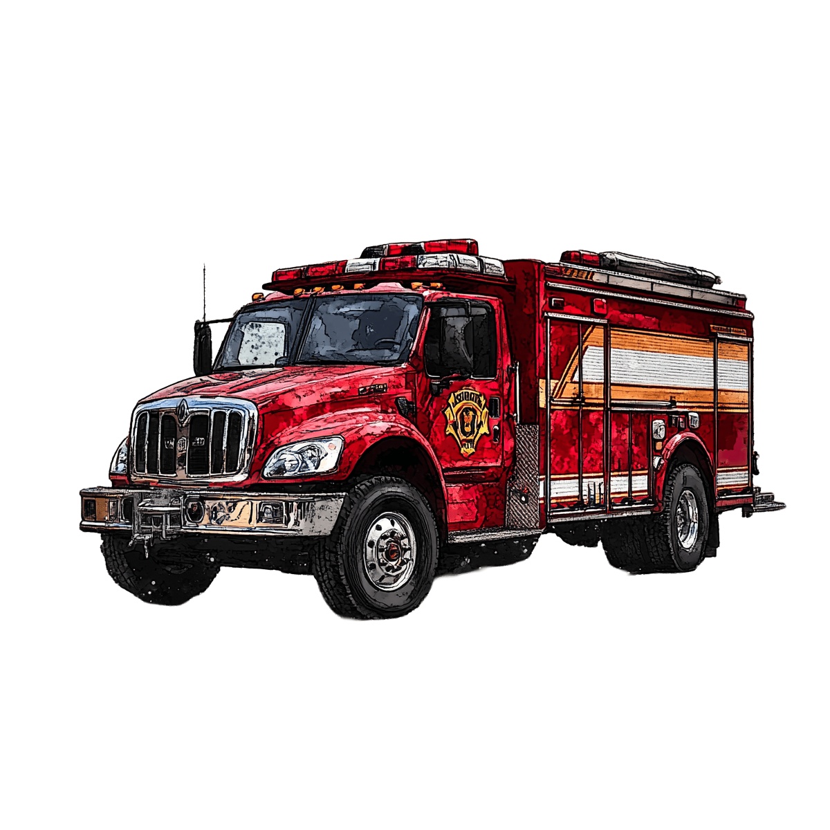 Red fire truck clipart showing detailed equipment and design elements.