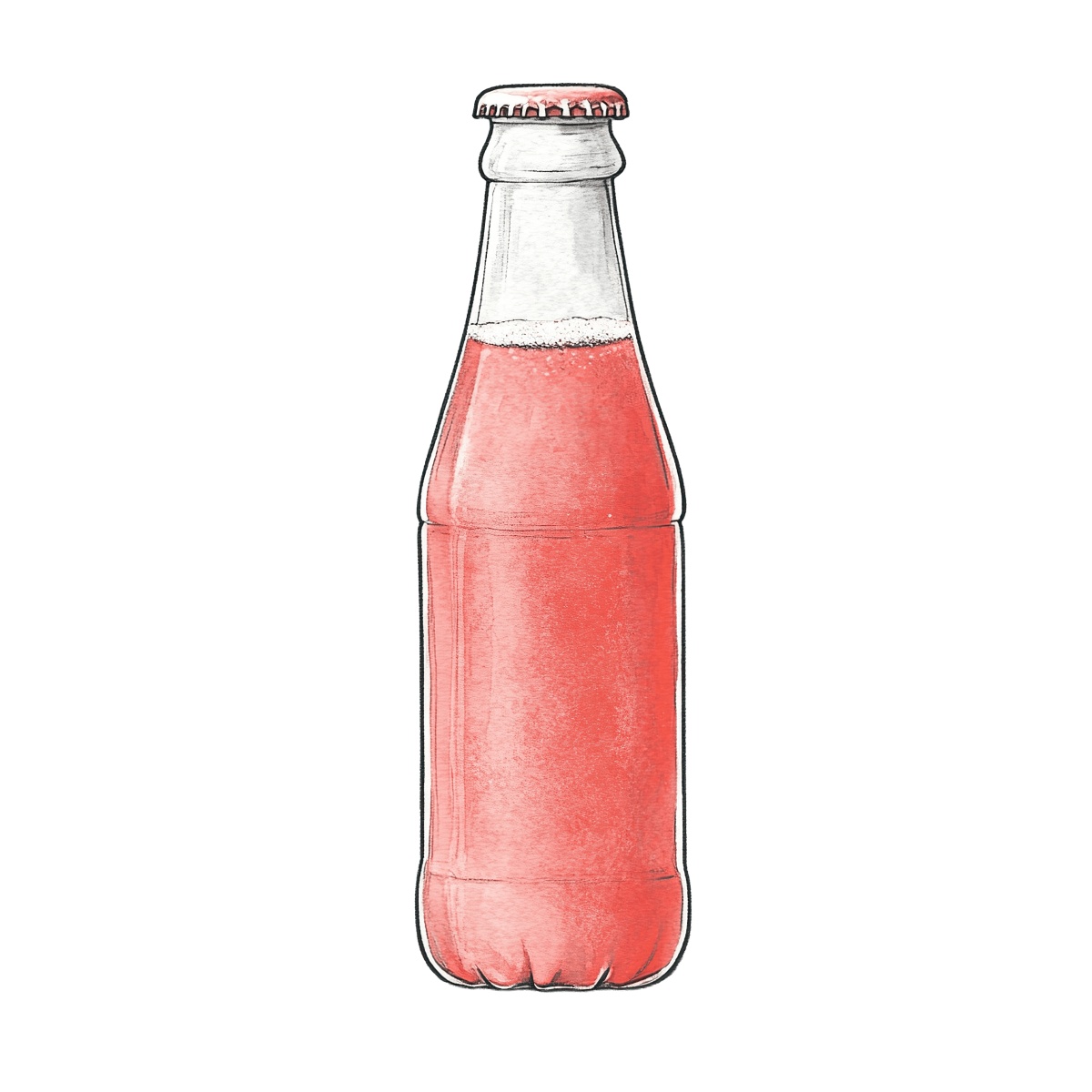 Red soda bottle with a cap.