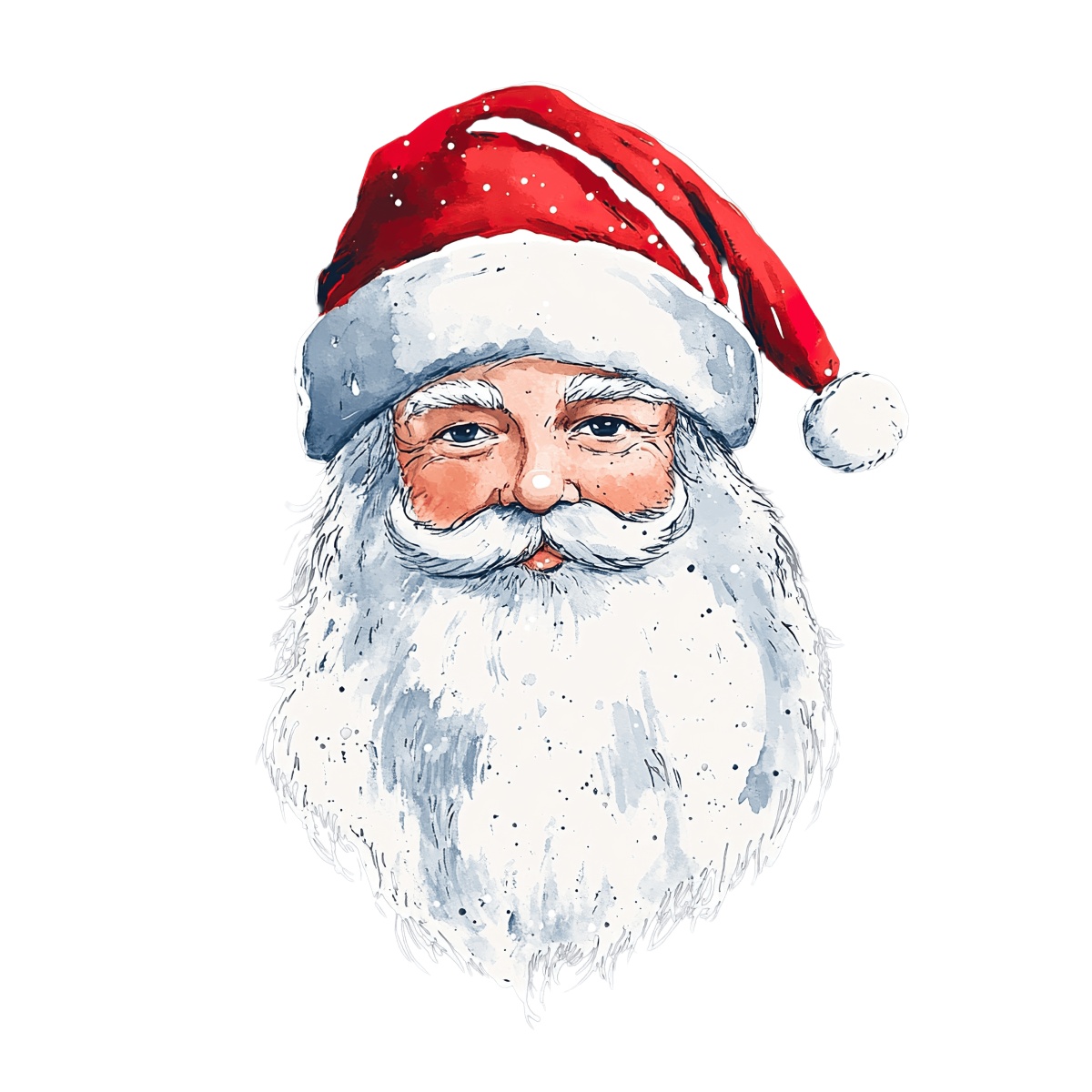 Illustration of Santa Claus's face with a red hat and white beard.