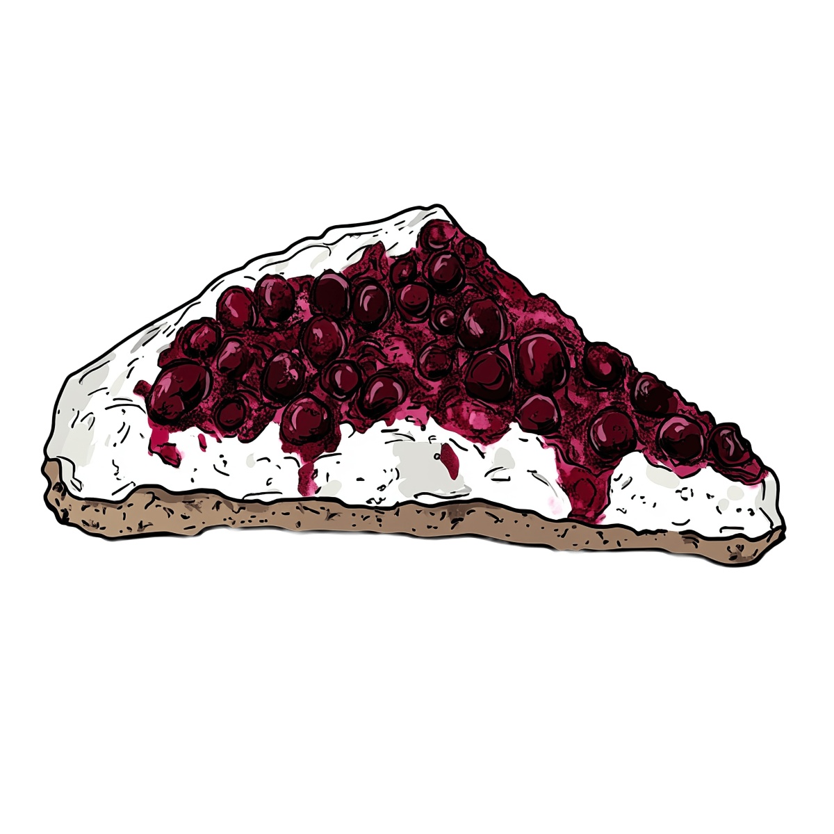 Slice of berry cheesecake with a creamy topping and crust.