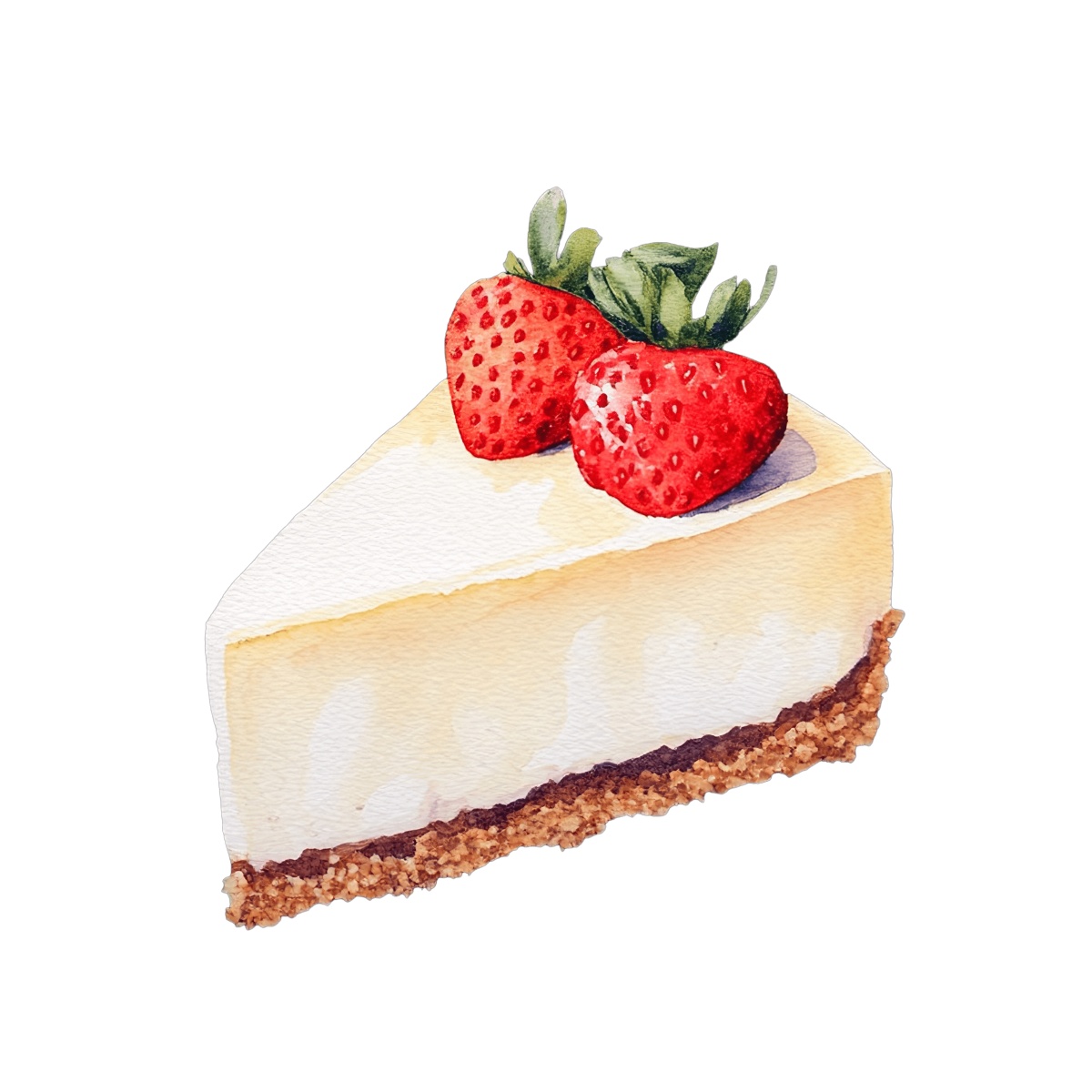 Cheesecake slice with strawberries on top.