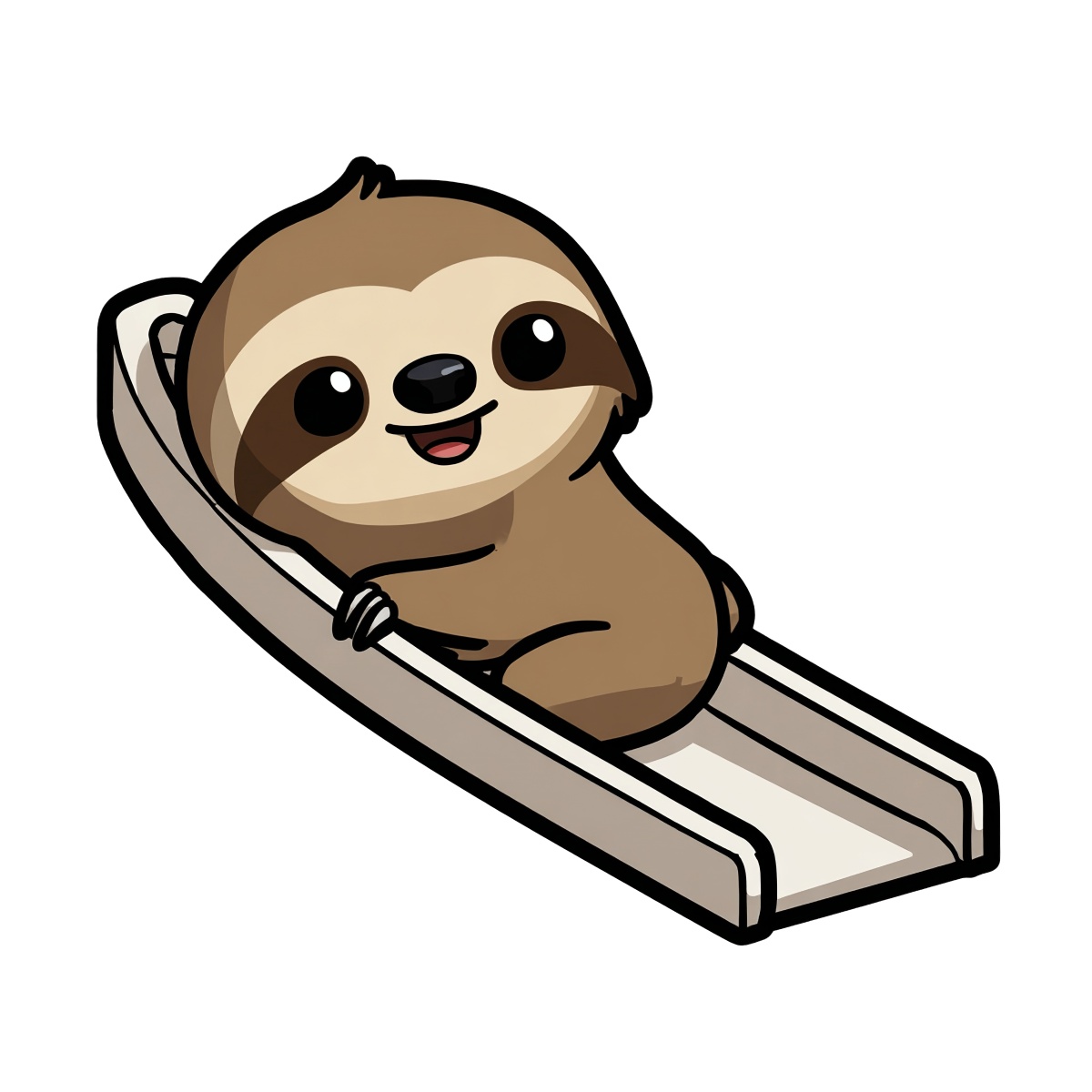 Sloth with light brown fur on a gray slide with bold outlines.