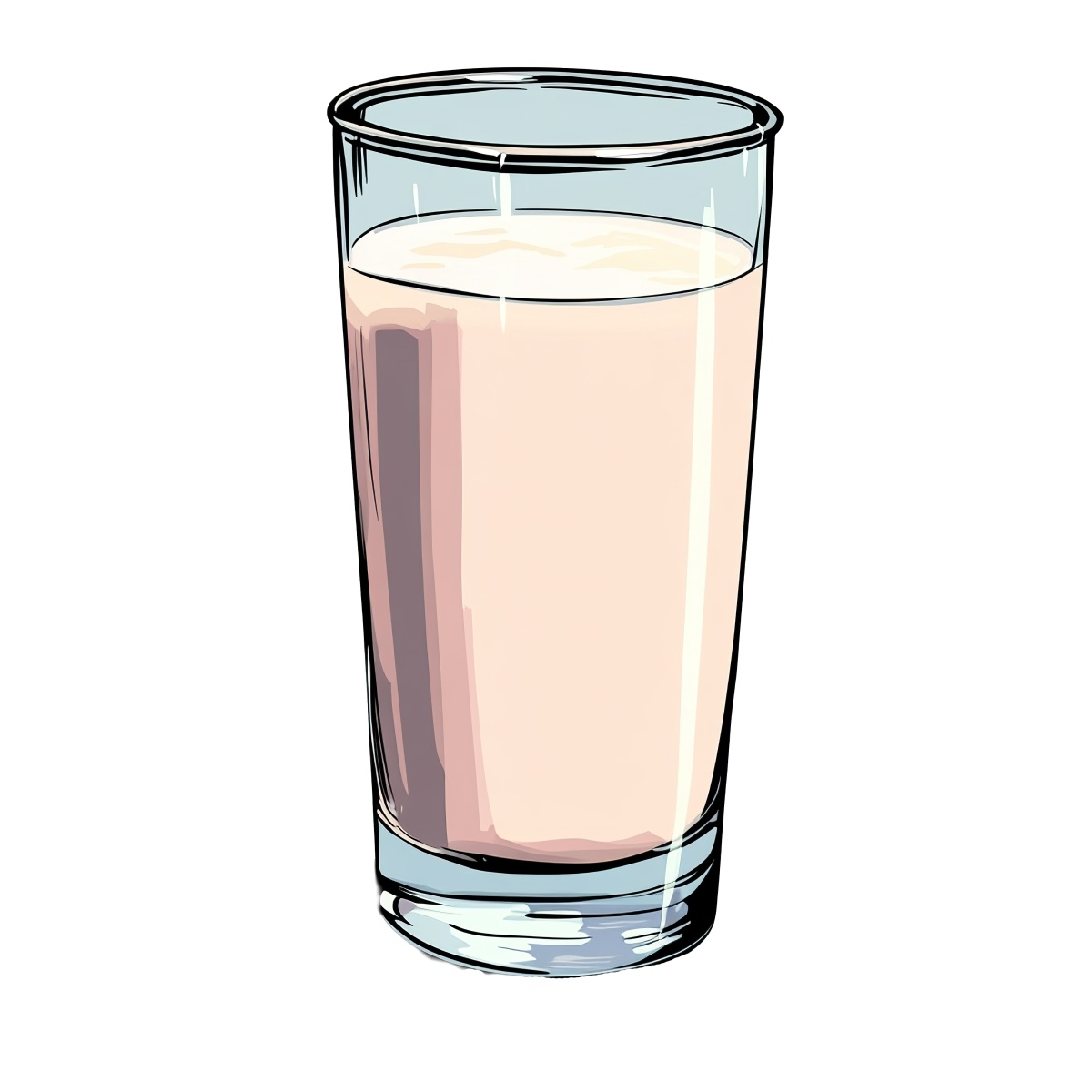 Tall glass filled with fresh milk, ready for consumption.