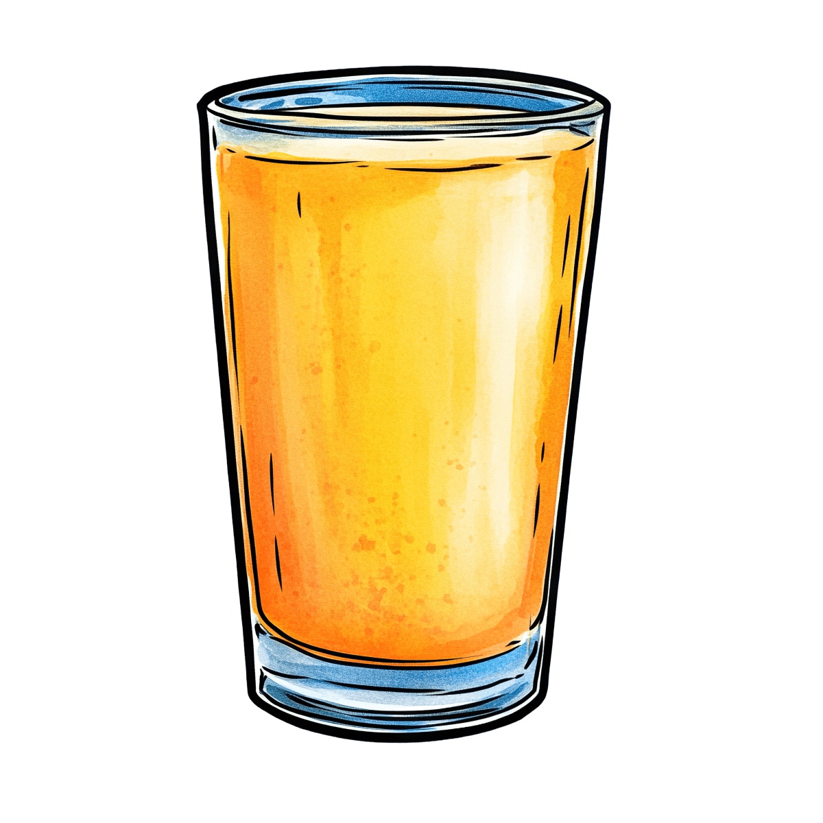 Tall glass of vibrant orange juice, perfect for refreshment.