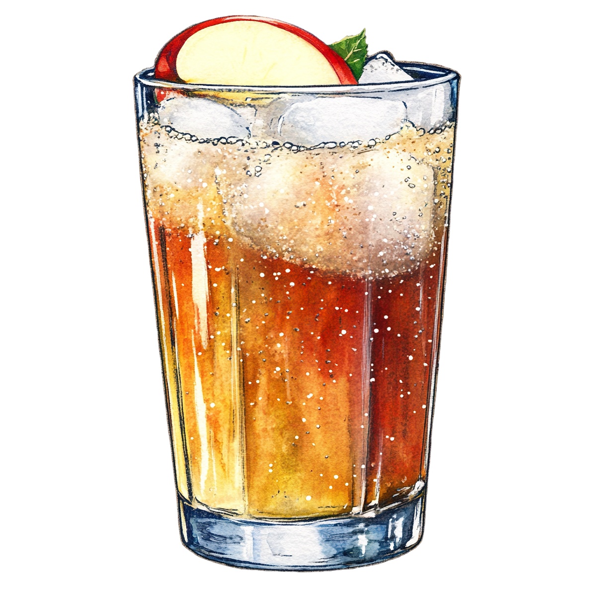 Tall glass of iced tea with ice, lemon slice, and mint garnish.