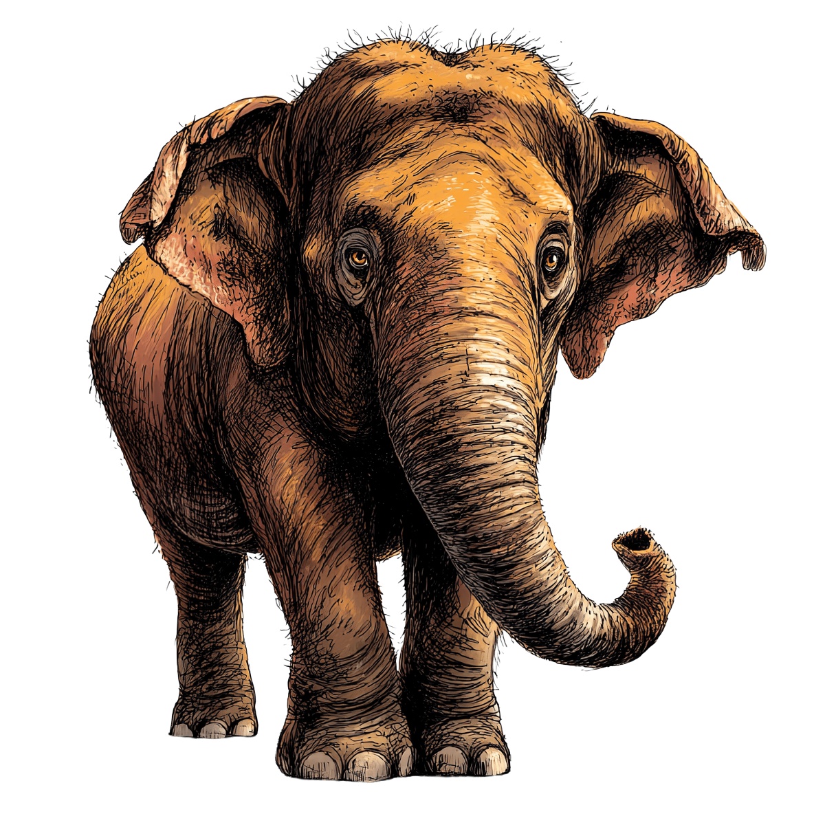 Detailed textured elephant illustration