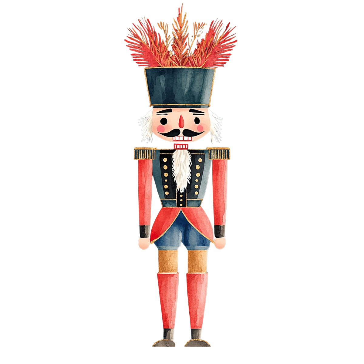 Nutcracker soldier in a decorative uniform with a tall hat and feathers.