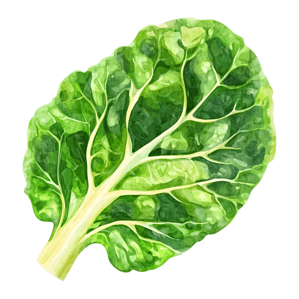 Green collard leaf with detailed veins.