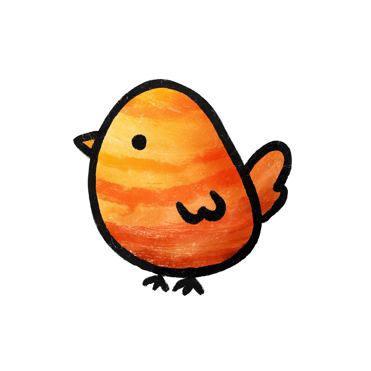 Illustration of an orange bird with black outlines on a transparent background.