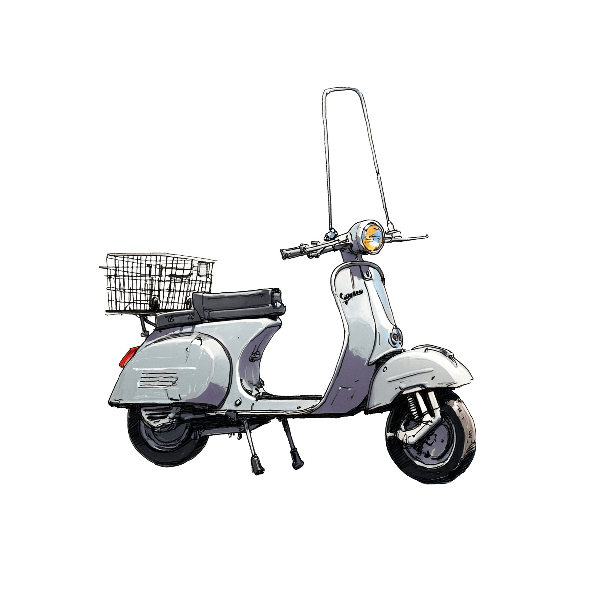 Vintage scooter with wire basket
