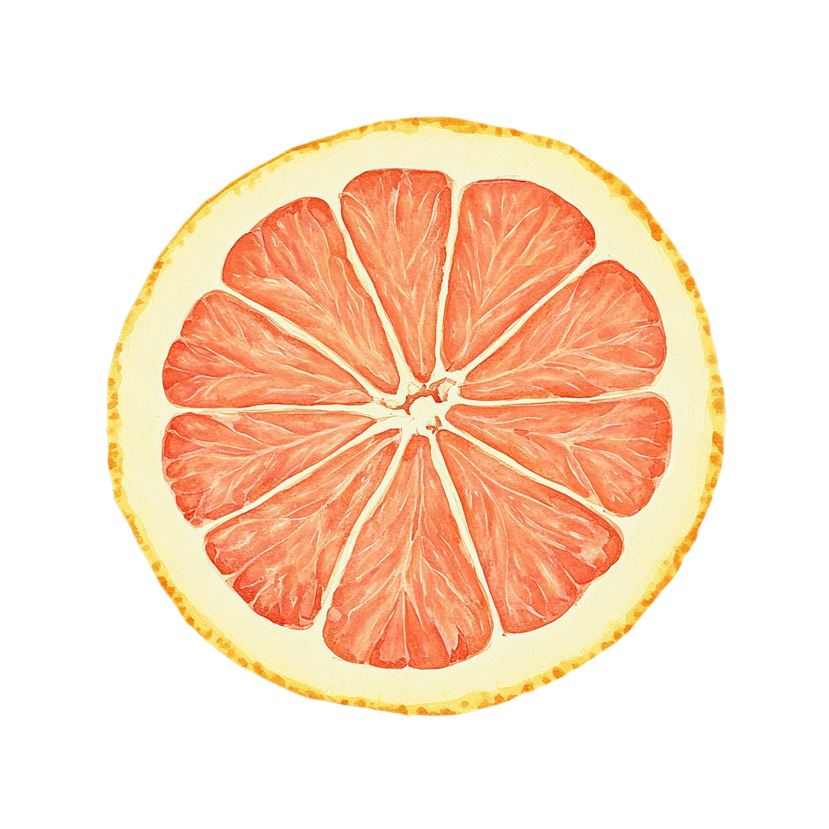 Grapefruit slice with detailed segments.