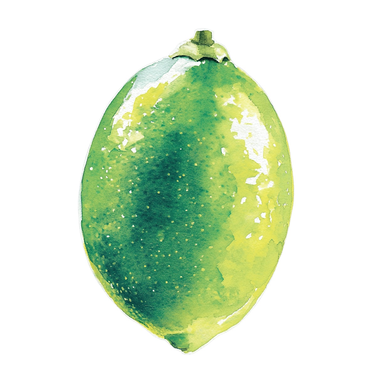 Watercolor lime with detailed green texture.