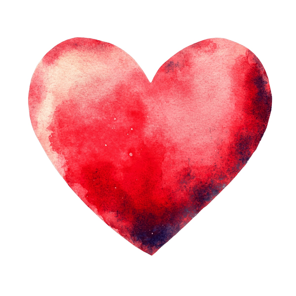Watercolor style red heart with a gradient effect on a black background.