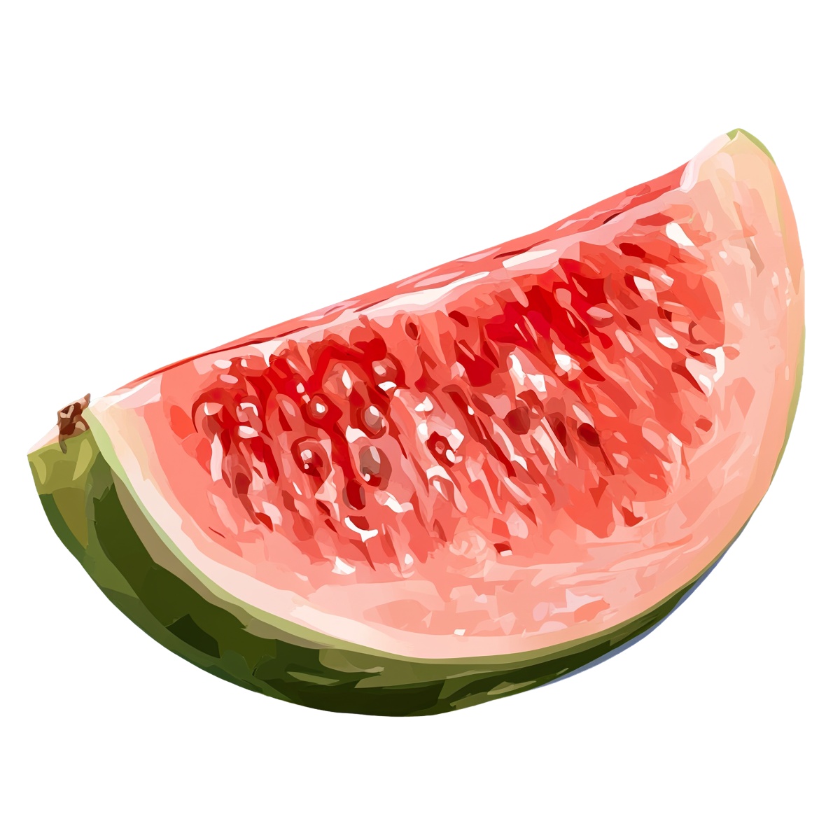 Watermelon slice with red interior and green rind, showcasing juicy texture.