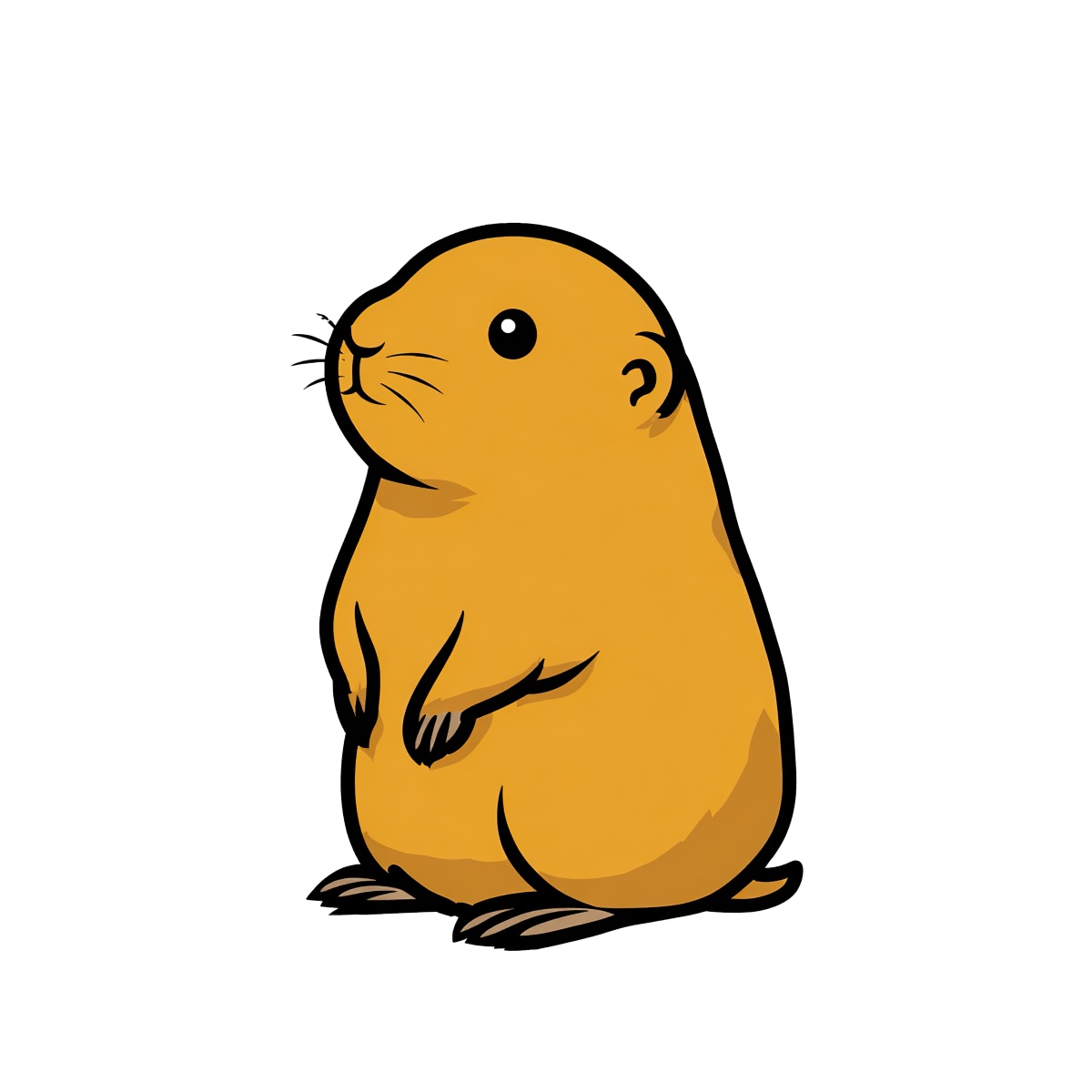 Cartoon groundhog standing with yellow body and black outline.