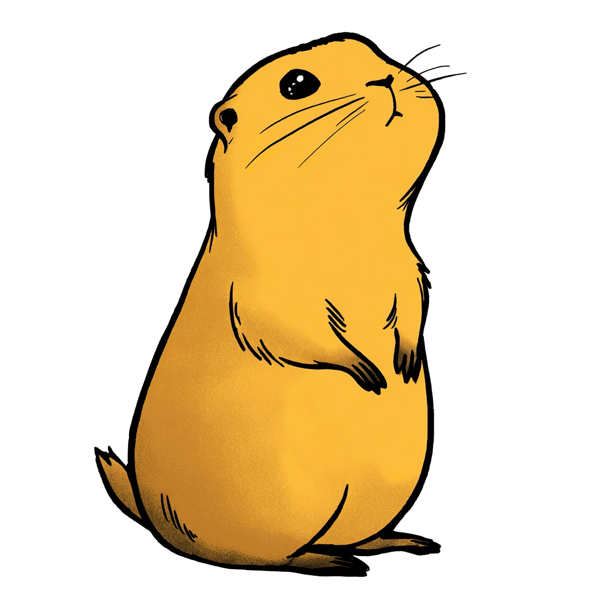 Yellow prairie dog clipart standing upright in side view.