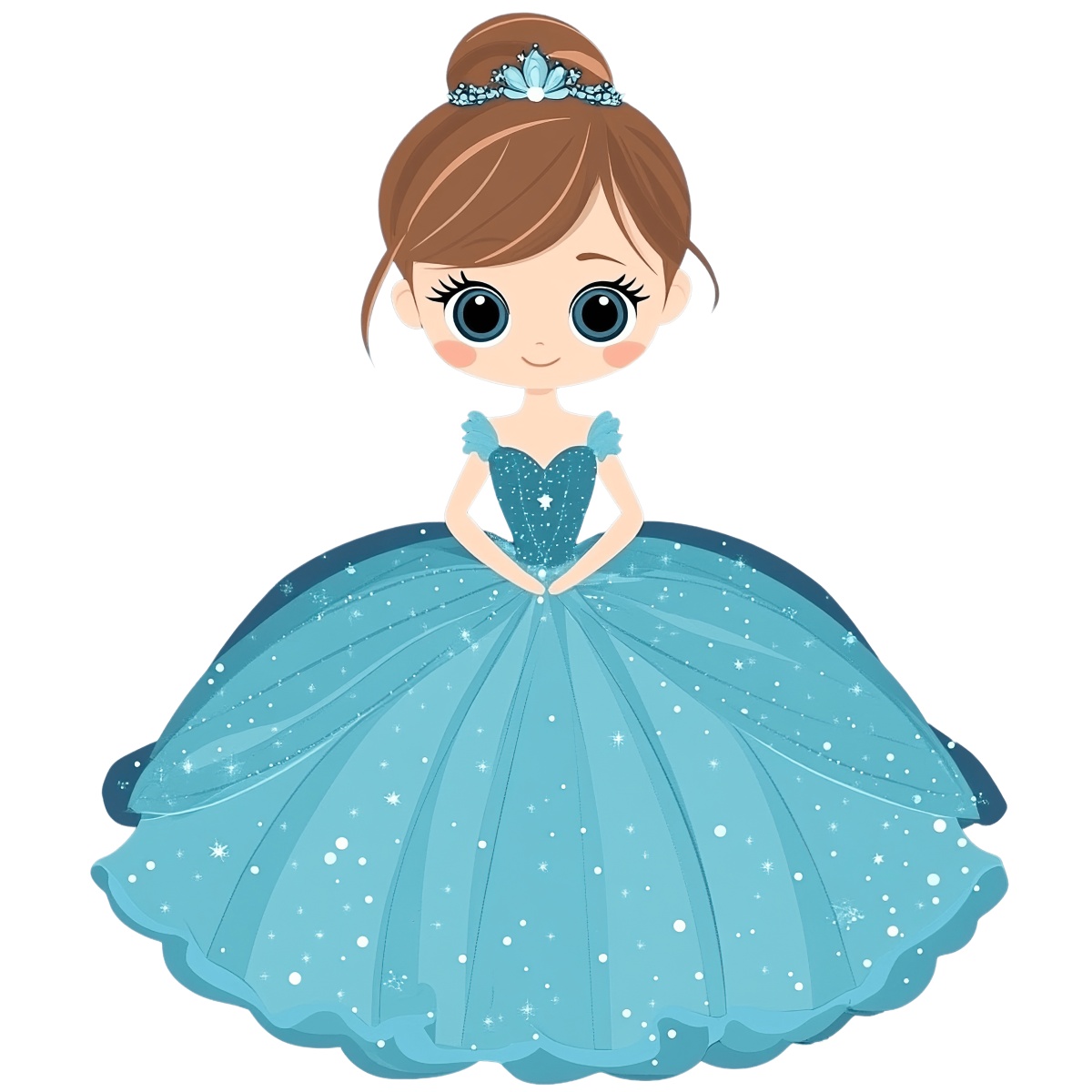 Young girl in a blue ball gown with a matching tiara.