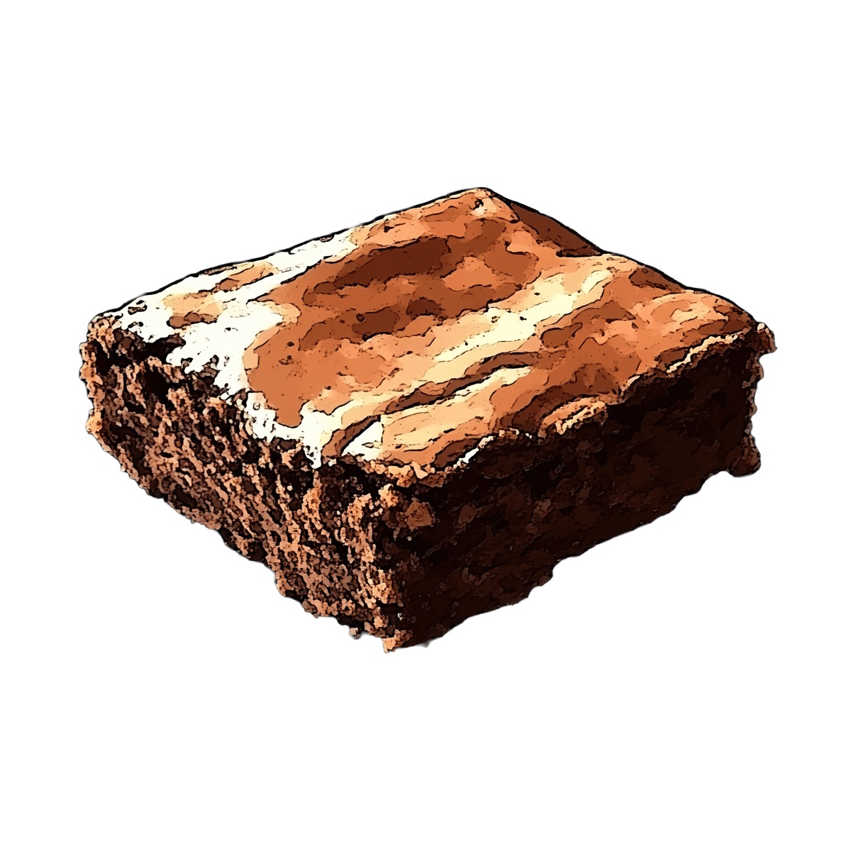 Chocolate brownie with a swirled topping in a vector clipart style