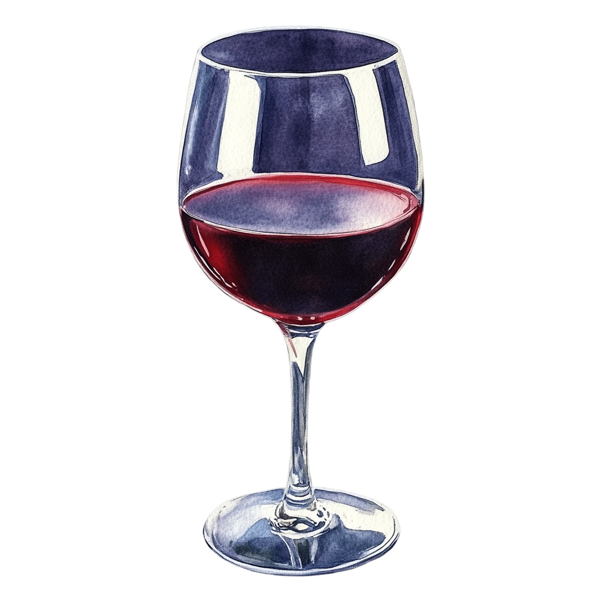 Glass of red wine with rich burgundy liquid inside.