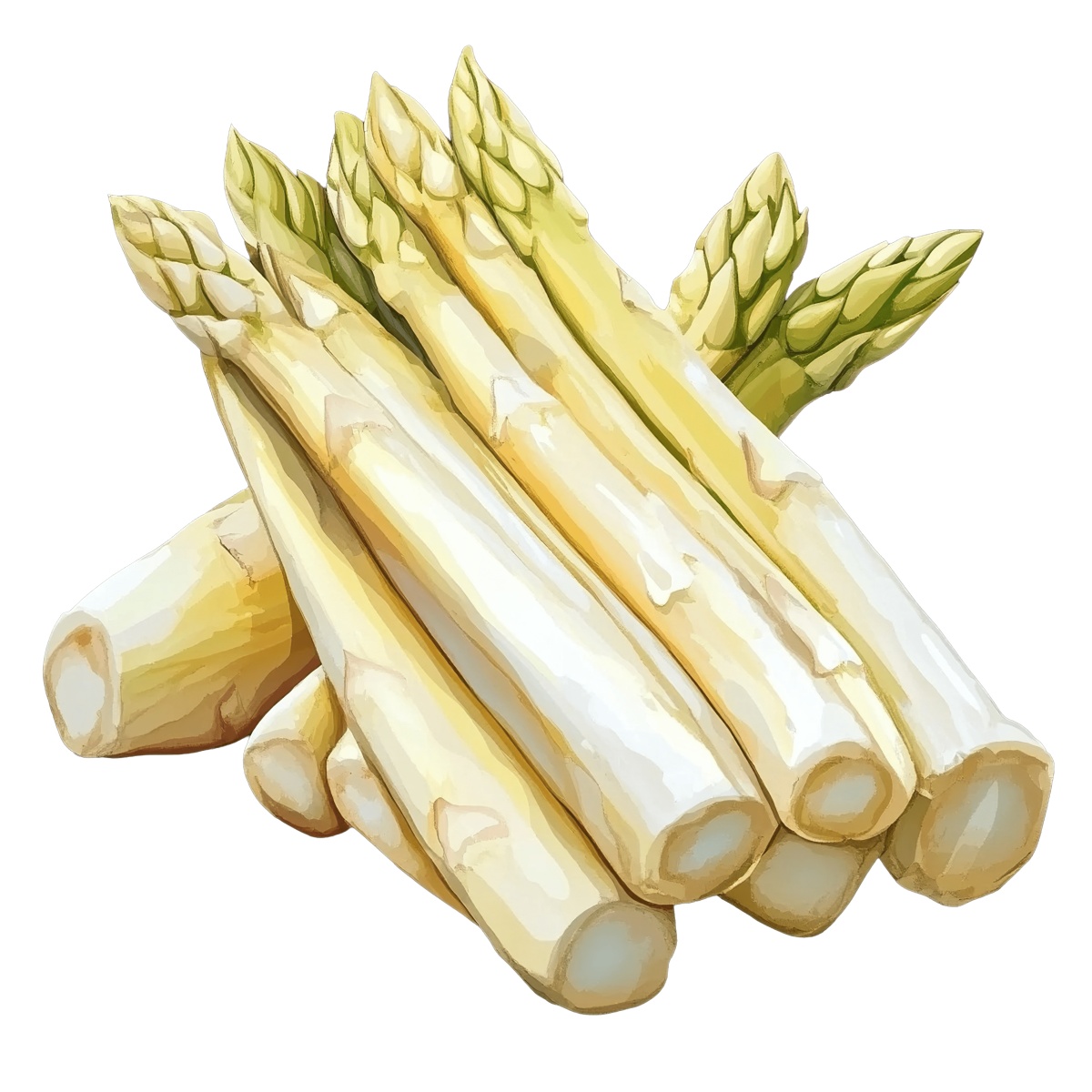 White asparagus spears grouped together in a detailed clipart