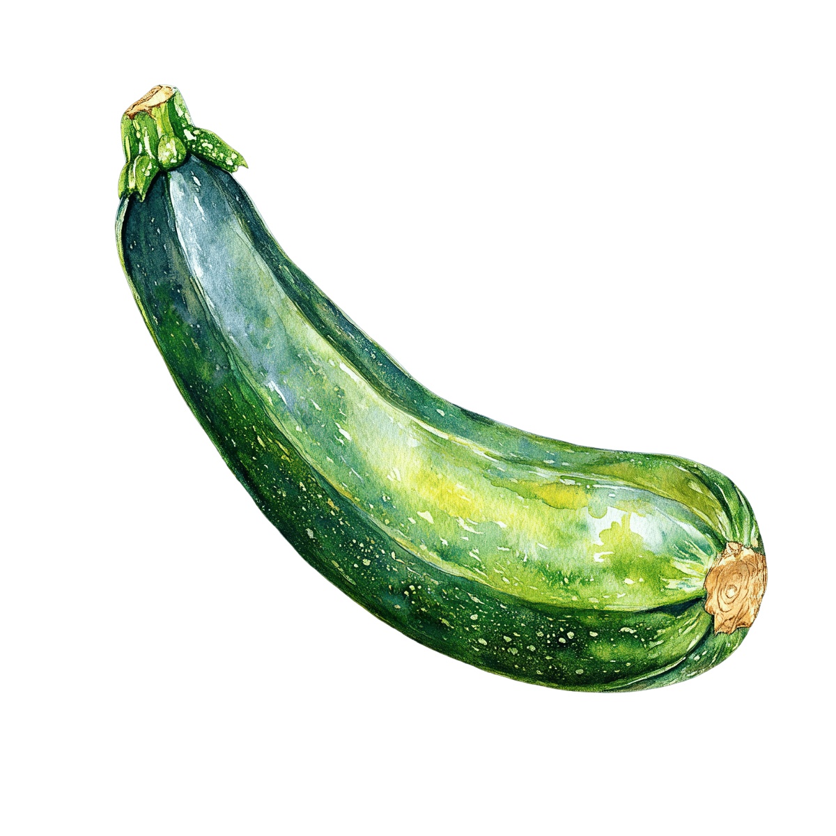 Green zucchini featuring a detailed watercolor texture.