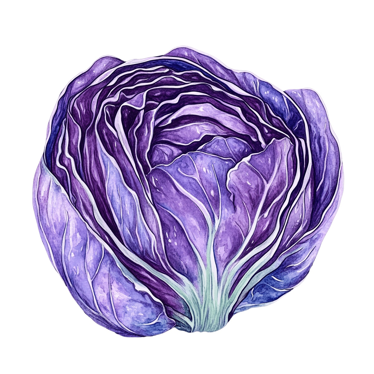 Purple cabbage with detailed leaf patterns and vibrant colors.