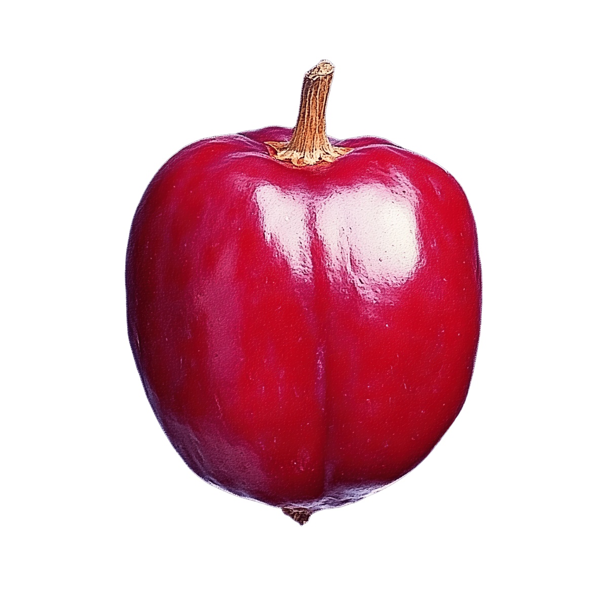 Red apple with a stem on a