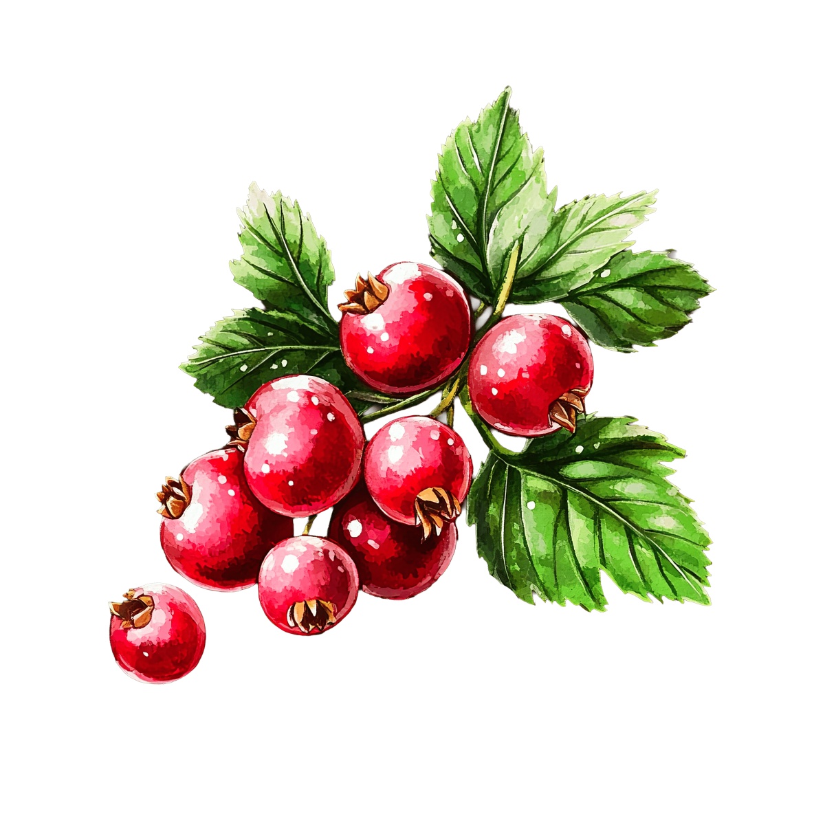 Red berries and green leaves on a in vector art style