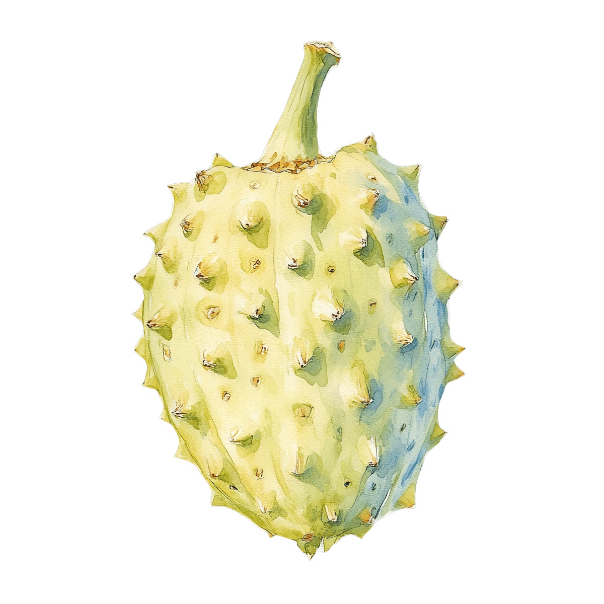 Kiwano melon with spiky green skin and textured surface.
