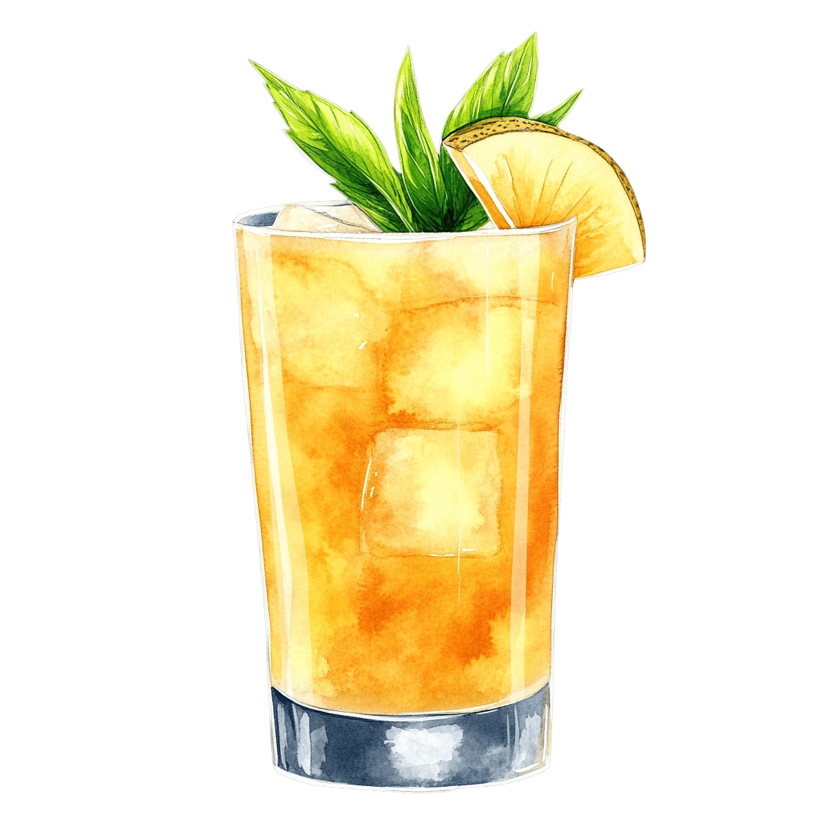 Tall glass of iced tea with lemon slice and mint leaves garnish